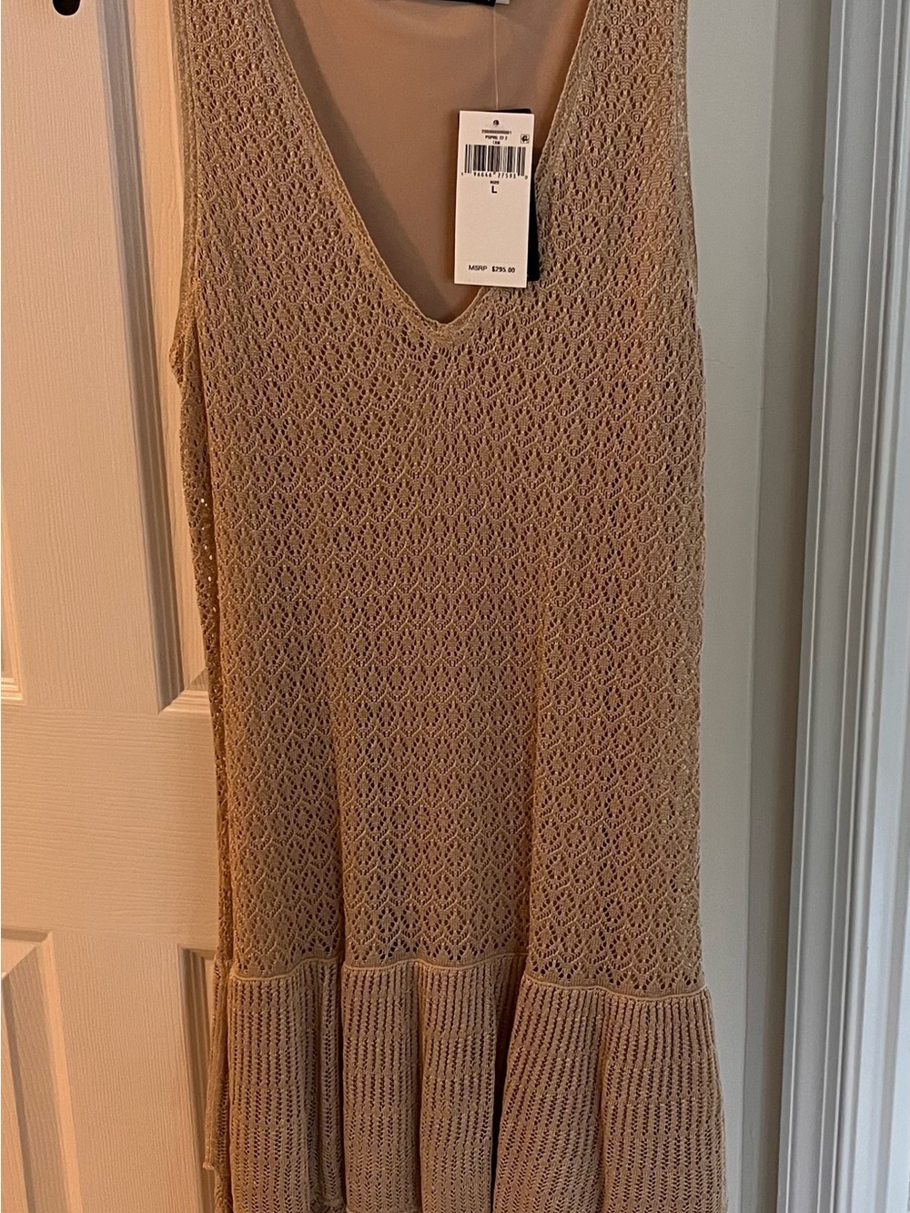 Ralph Lauren Tan Knit V-Neck Sleeveless Dress